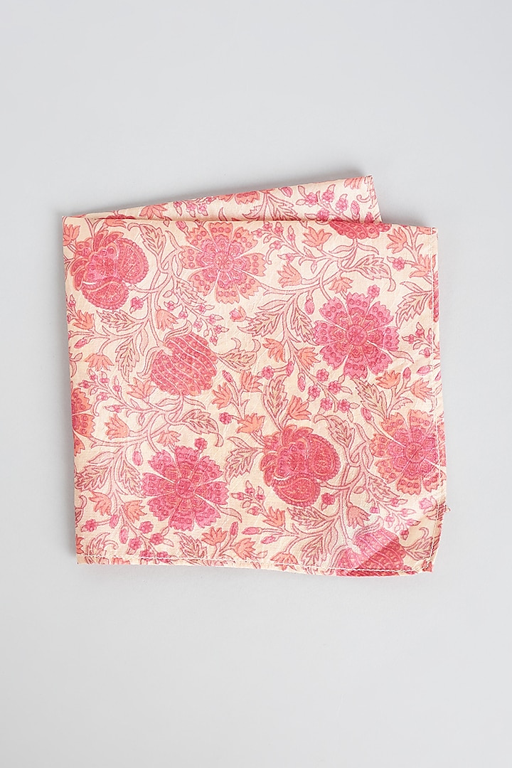Pink Printed Pocket Square by Bubber Couture