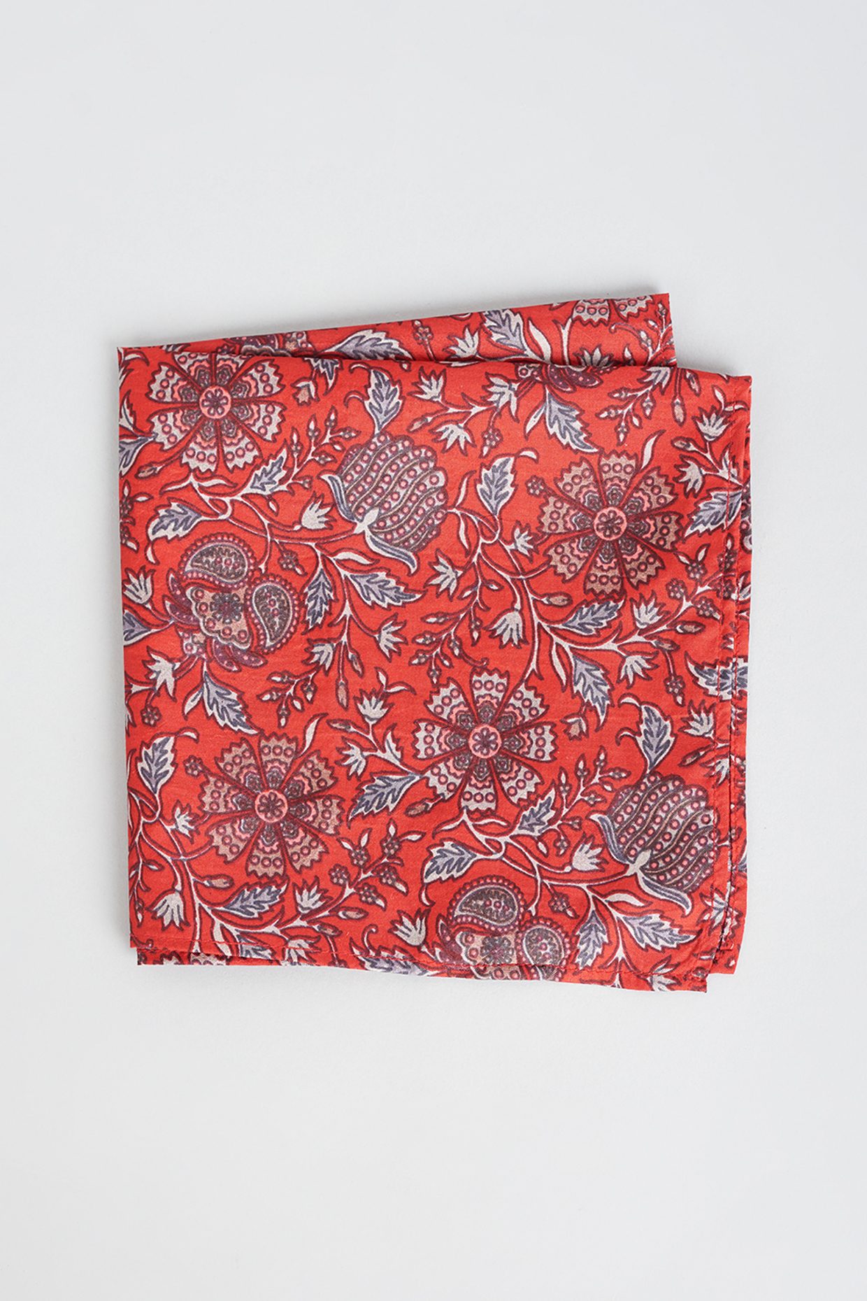 Dahlia Red Printed Pocket Square by Bubber Couture