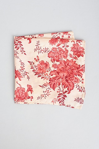 Trojan Beige Printed Pocket Square by Bubber Couture