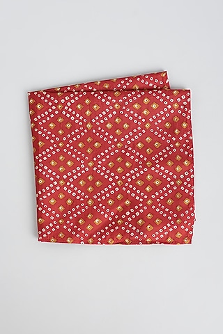 Maroon Bandhani Pocket Square by Bubber Couture