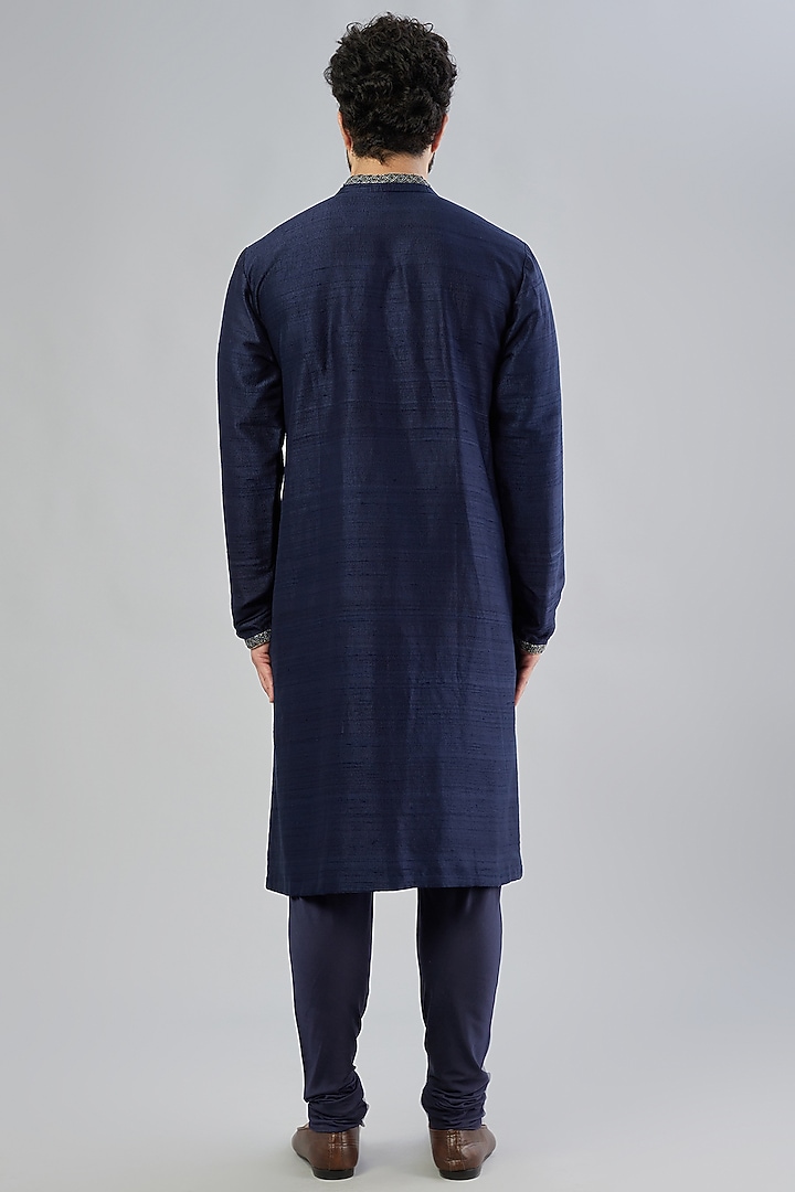 Navy Embroidered Kurta Set by Bubber Couture at Pernia's Pop Up Shop