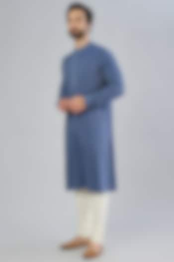 Teal Pintucked Kurta Set by Bubber Couture at Pernia's Pop Up Shop