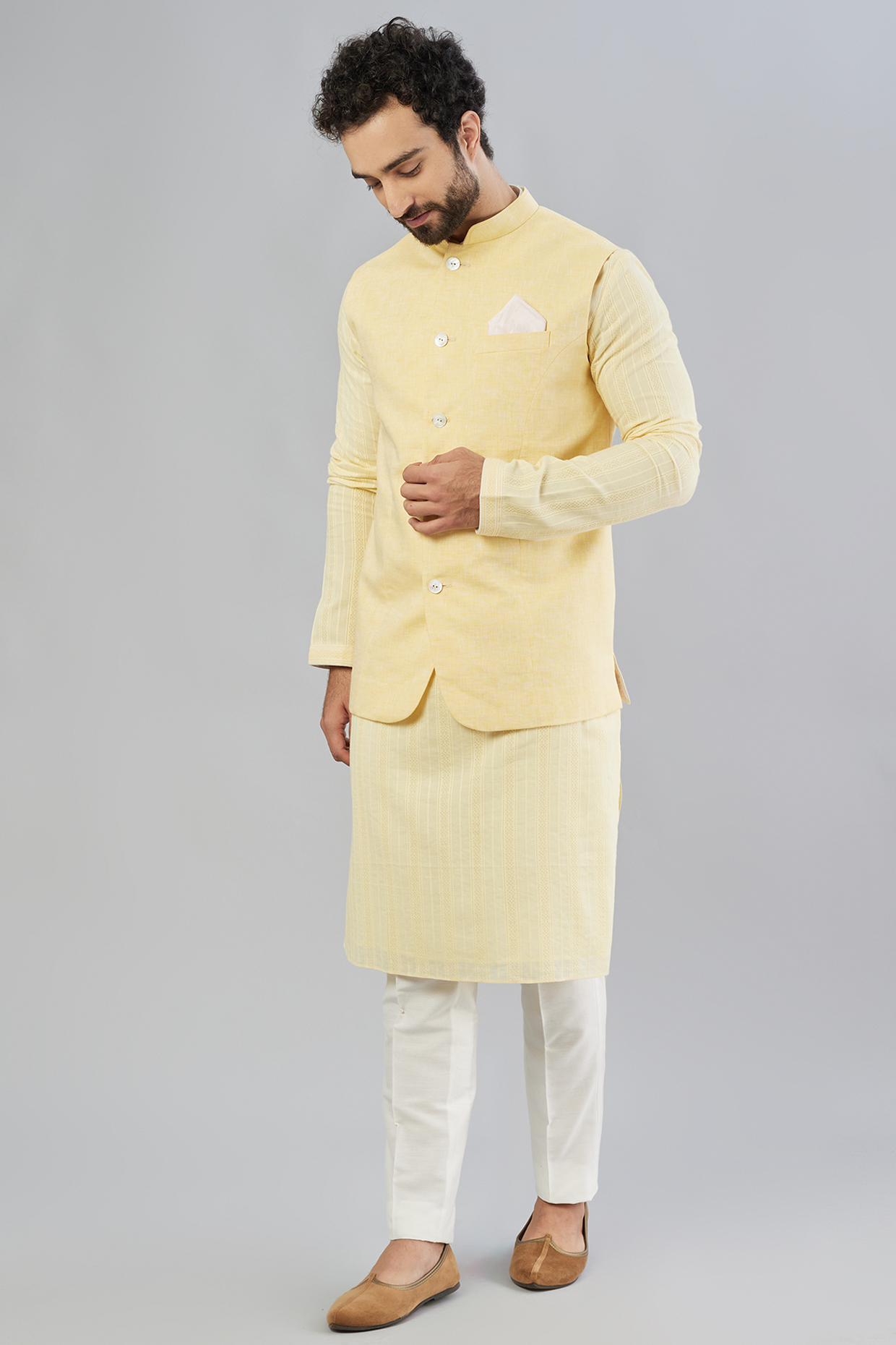 Yellow Linen Bundi Jacket by Bubber Couture at Pernia's Pop Up Shop