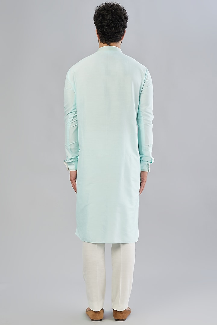 Sky Blue Cotton Silk Kurta Set by Bubber Couture at Pernia's Pop Up Shop