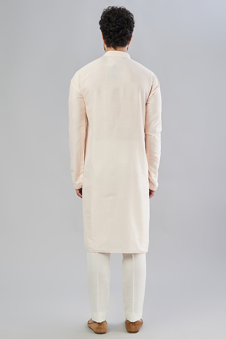 Light Peach Cotton Silk Kurta Set by Bubber Couture at Pernia's Pop Up Shop