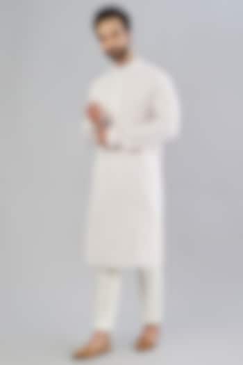 Baby Pink Cotton Silk Striped Kurta Set by Bubber Couture at Pernia's Pop Up Shop