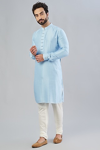 Powder Blue Printed Kurta Set by Bubber Couture