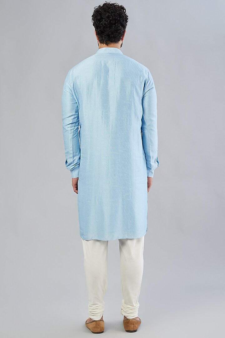 Powder Blue Printed Kurta Set by Bubber Couture at Pernia's Pop Up Shop