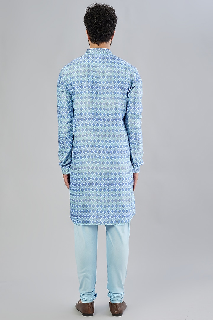 Sky Blue Printed Kurta Set by Bubber Couture at Pernia's Pop Up Shop