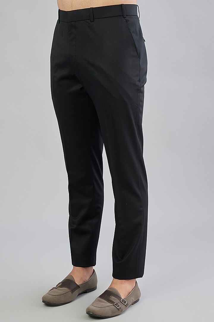 Black Suiting Wedding Bandhgala Jacket Set by Bubber Couture at Pernia's Pop Up Shop