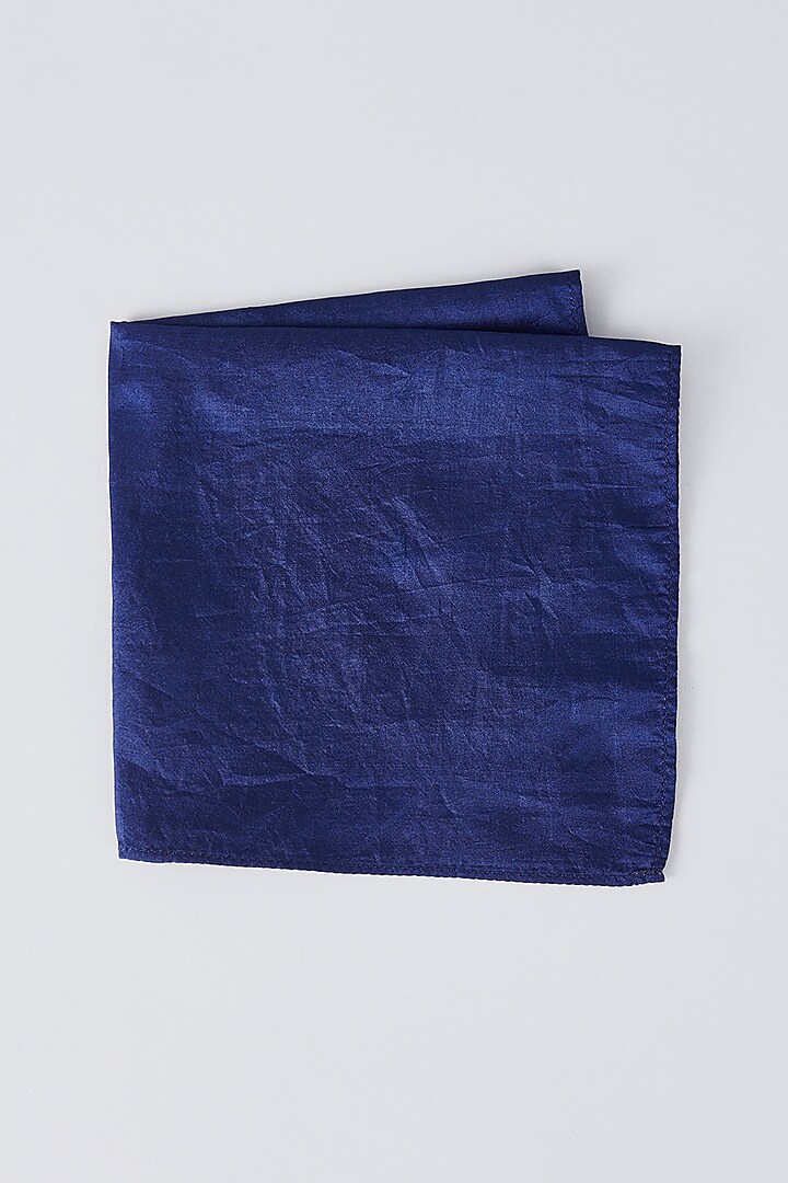 Navy Blue Pure Silk Pocket Square by Bubber Couture