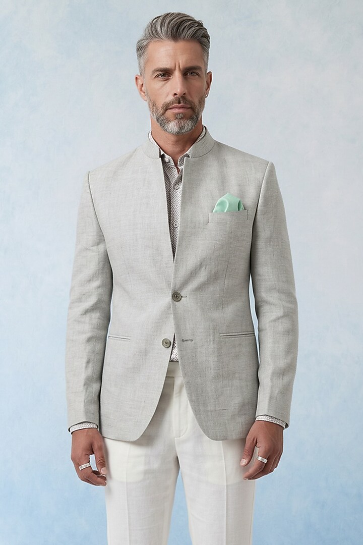 Grey Wool Jacket by Bubber Couture at Pernia's Pop Up Shop