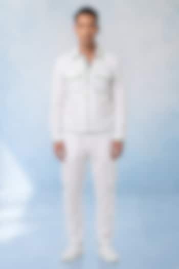 Off-White Linen Cargo Pants by Bubber Couture at Pernia's Pop Up Shop