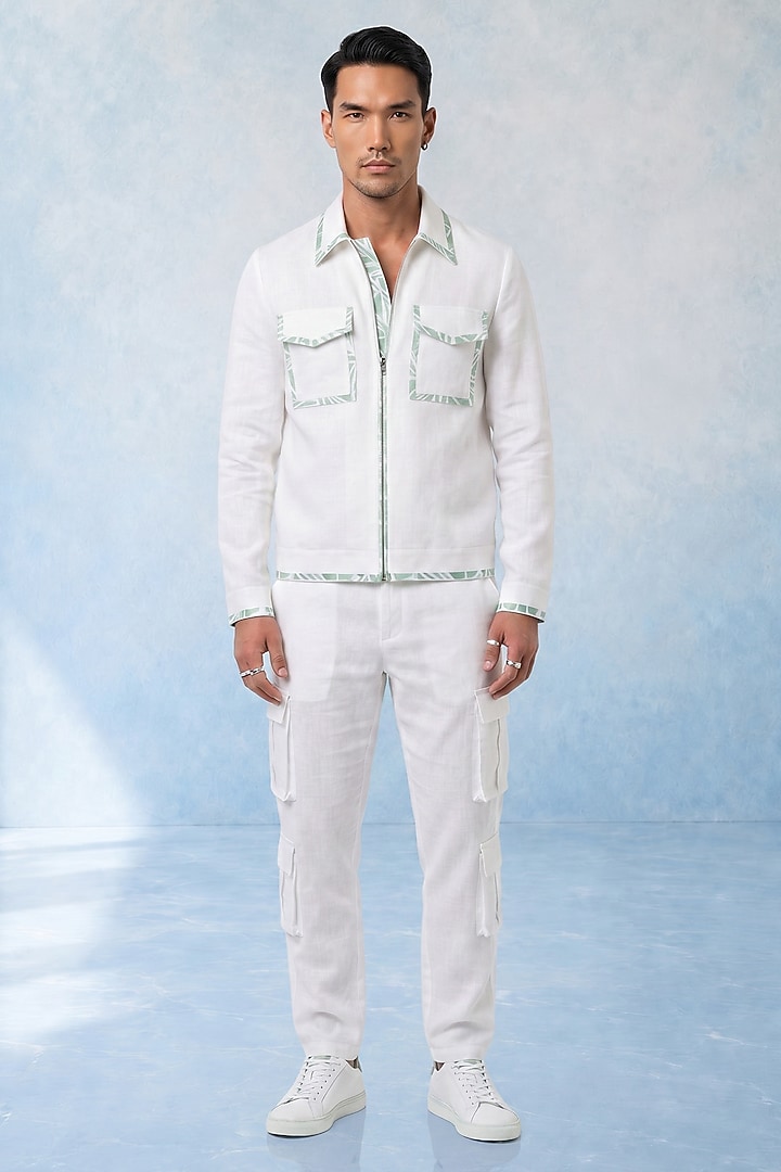 Off-White Linen Cargo Pants by Bubber Couture at Pernia's Pop Up Shop