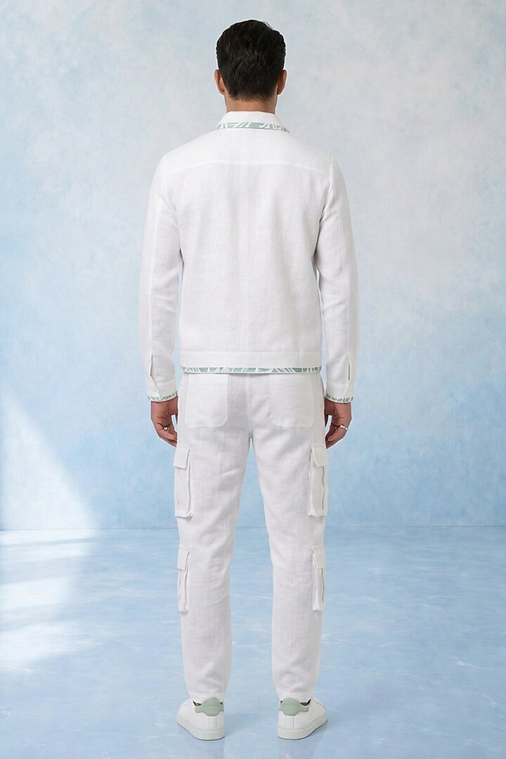 Off-White Linen Cargo Pants by Bubber Couture at Pernia's Pop Up Shop