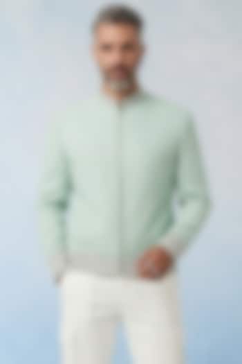 Mint Cotton Suiting Bomber Jacket by Bubber Couture at Pernia's Pop Up Shop