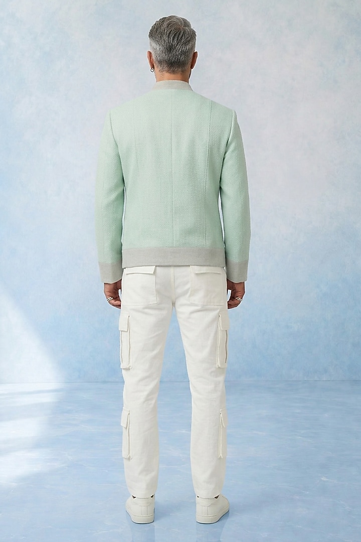 Mint Cotton Suiting Bomber Jacket by Bubber Couture at Pernia's Pop Up Shop