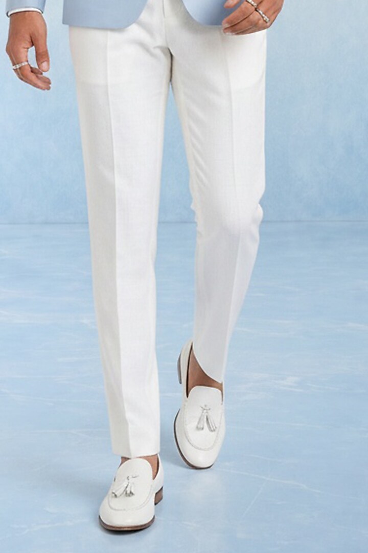 Off-White Wool Trousers by Bubber Couture at Pernia's Pop Up Shop