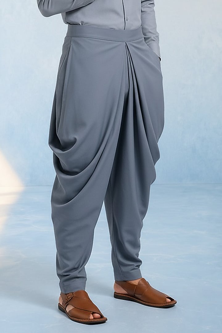 Grey Cotton Blend Dhoti by Bubber Couture at Pernia's Pop Up Shop