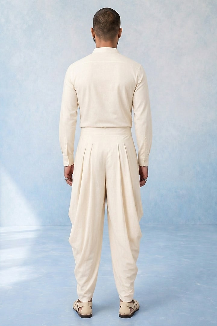 Off-White Cotton Blend Dhoti by Bubber Couture at Pernia's Pop Up Shop