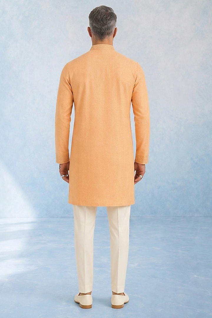 Peach Cotton Silk Kurta Set by Bubber Couture at Pernia's Pop Up Shop