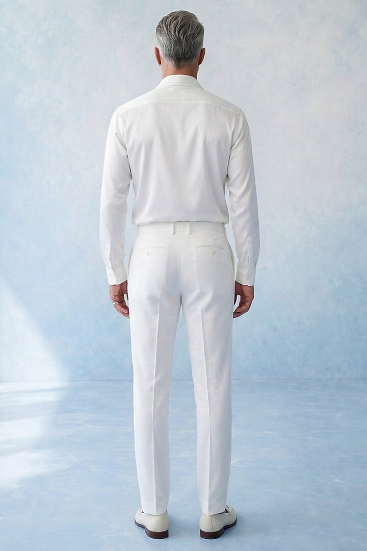 Off-White Cotton Satin Draped Party Wear Shirt by Bubber Couture at Pernia's Pop Up Shop