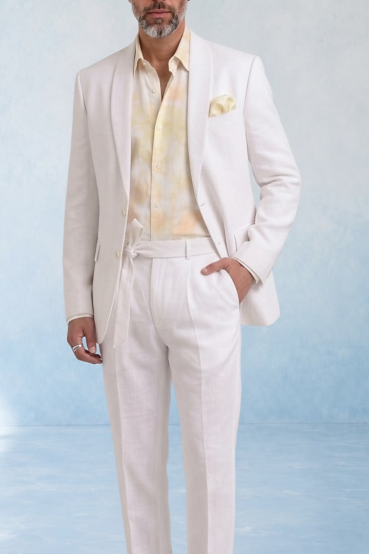 Off-White Wool Blazer by Bubber Couture at Pernia's Pop Up Shop