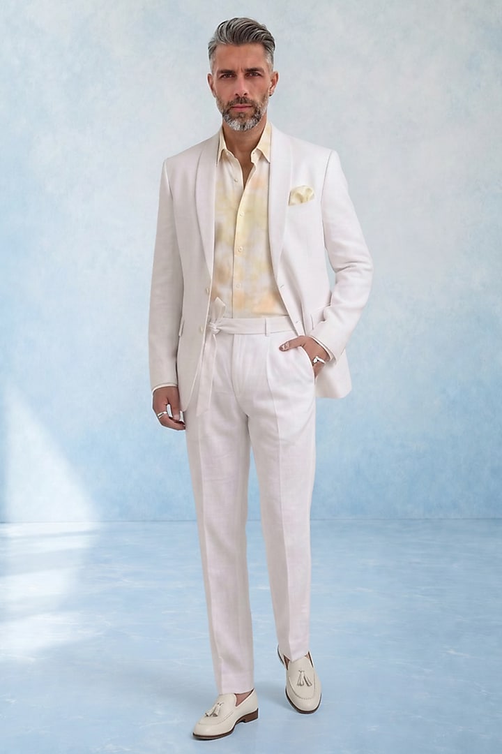 Off-White Wool Trousers by Bubber Couture at Pernia's Pop Up Shop