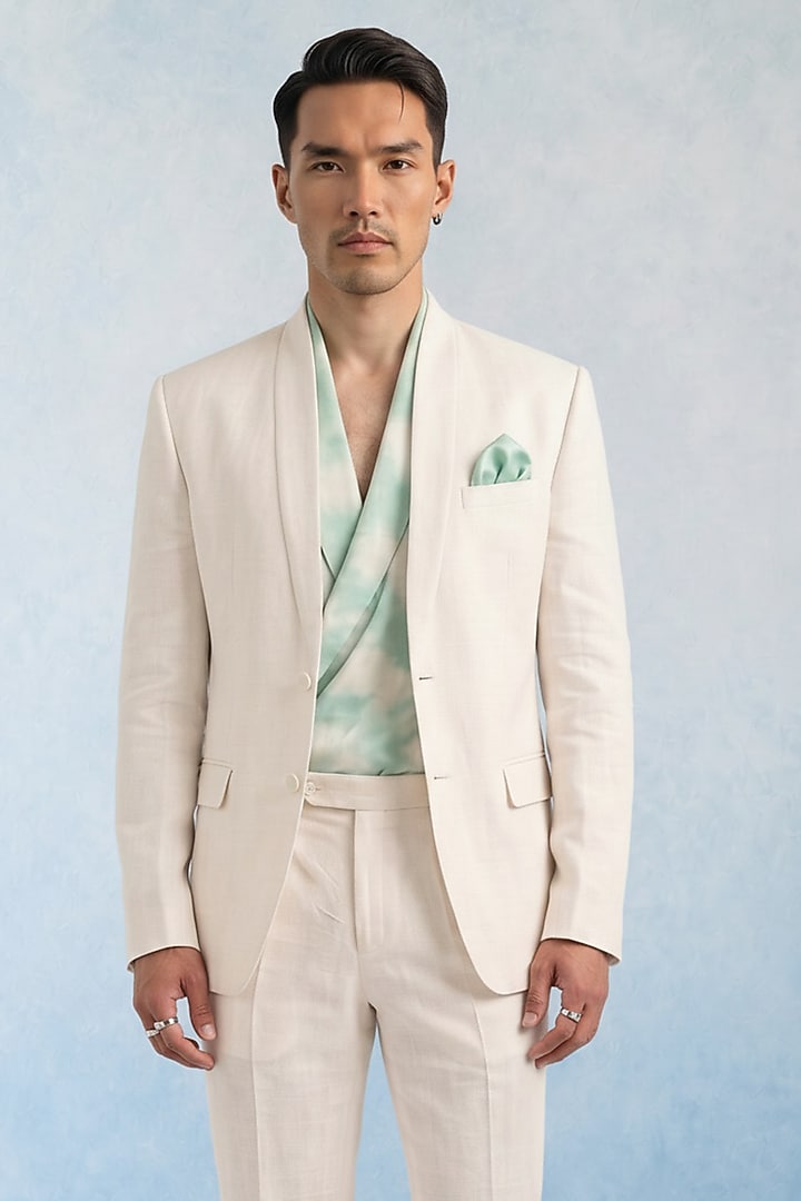 Off-White Wool Blazer by Bubber Couture at Pernia's Pop Up Shop