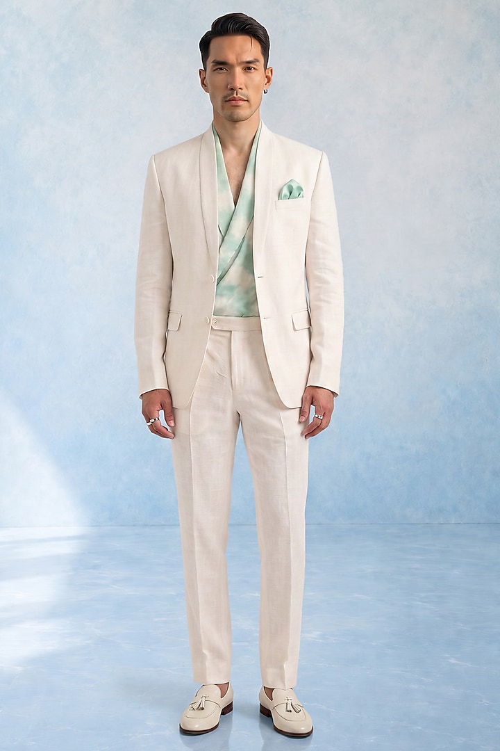 Off-White Wool Blazer by Bubber Couture at Pernia's Pop Up Shop