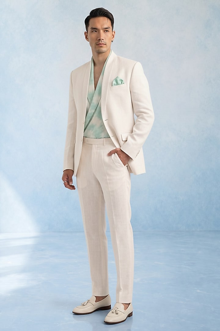 Off-White Wool Blazer by Bubber Couture at Pernia's Pop Up Shop