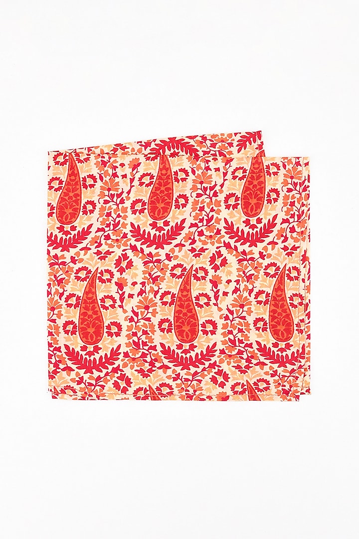 Orange & Yellow Paisley Printed Pocket Square by Bubber Couture