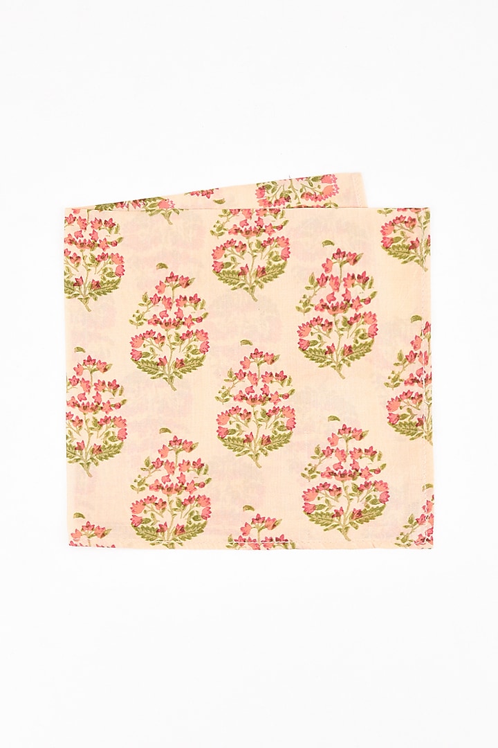 Blush Pink Turkish Floral Printed Pocket Square by Bubber Couture