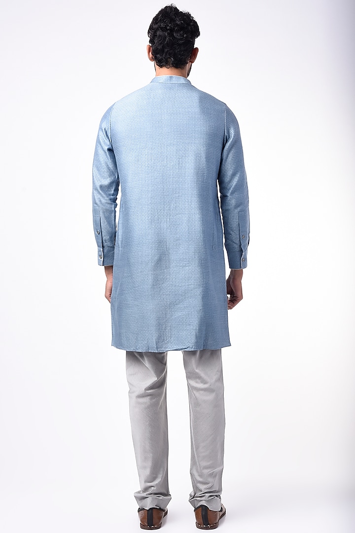 Powder Blue Short Kurta Set by Bubber Couture at Pernia's Pop Up Shop