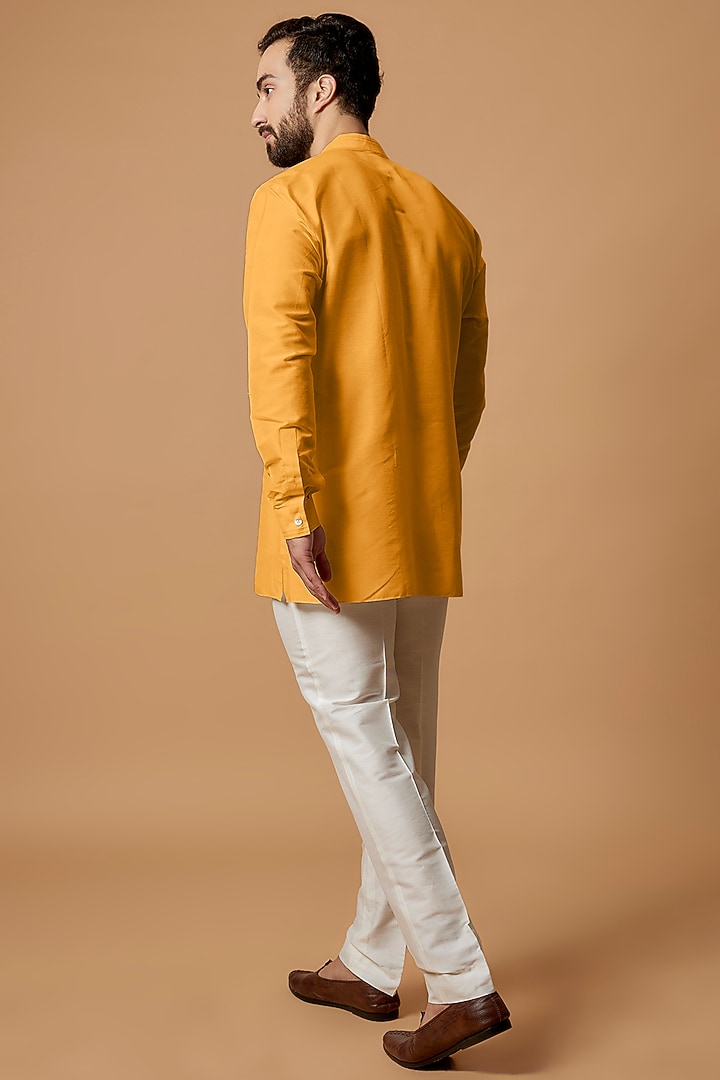 Orange Cotton Silk Shirt Kurta by Bubber Couture at Pernia's Pop Up Shop