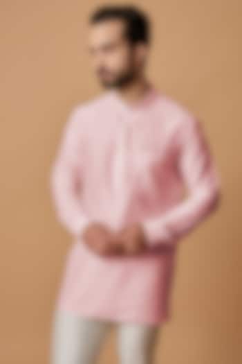 Baby Pink Cotton Silk Shirt Kurta by Bubber Couture
