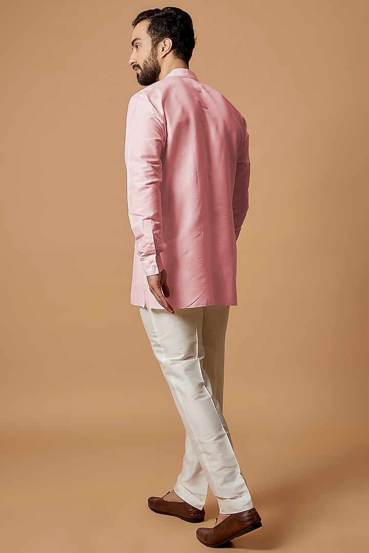 Baby Pink Cotton Silk Shirt Kurta by Bubber Couture at Pernia's Pop Up Shop