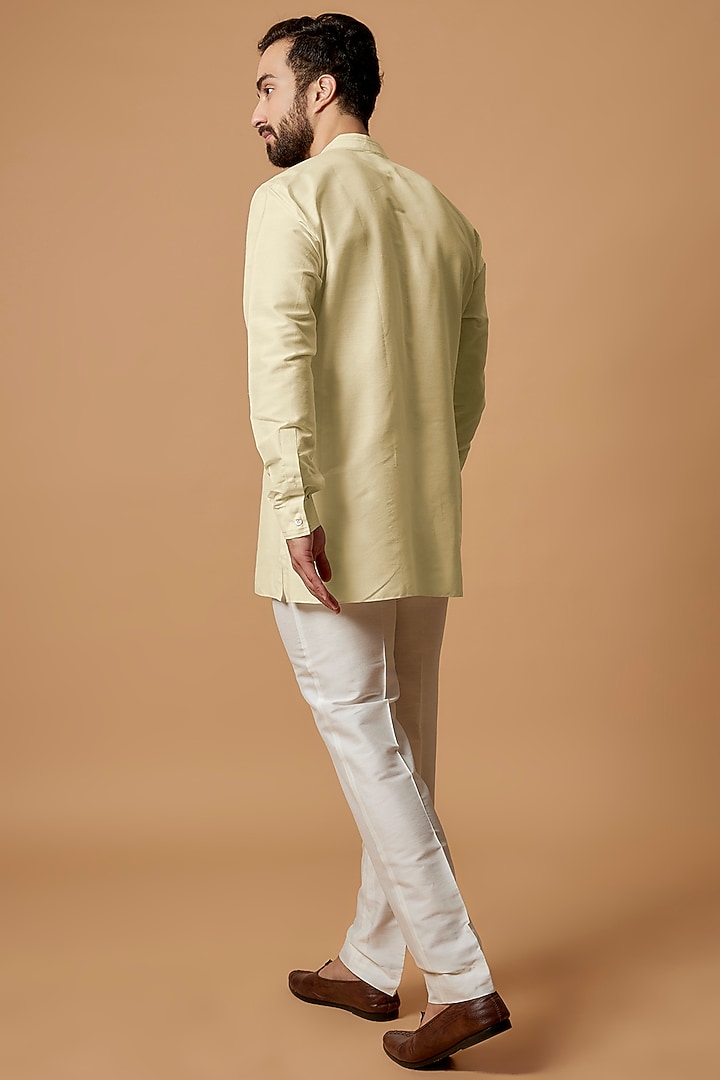 Beige Cotton Silk Shirt Kurta by Bubber Couture at Pernia's Pop Up Shop