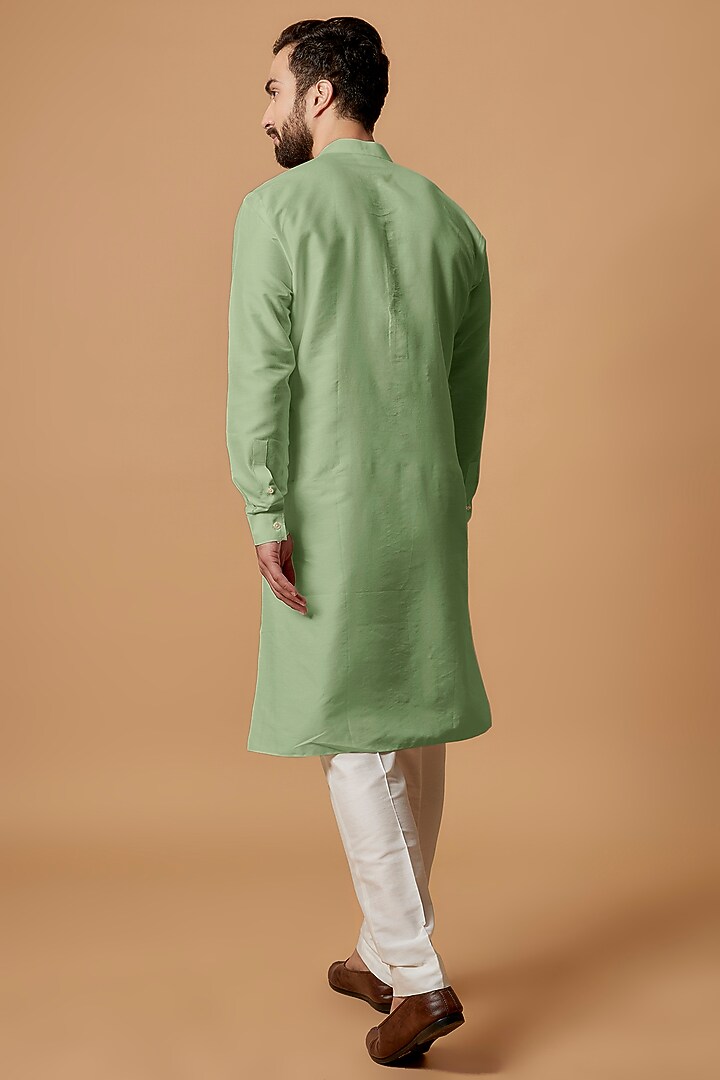 Pista Green Cotton Silk Kurta Set by Bubber Couture at Pernia's Pop Up Shop