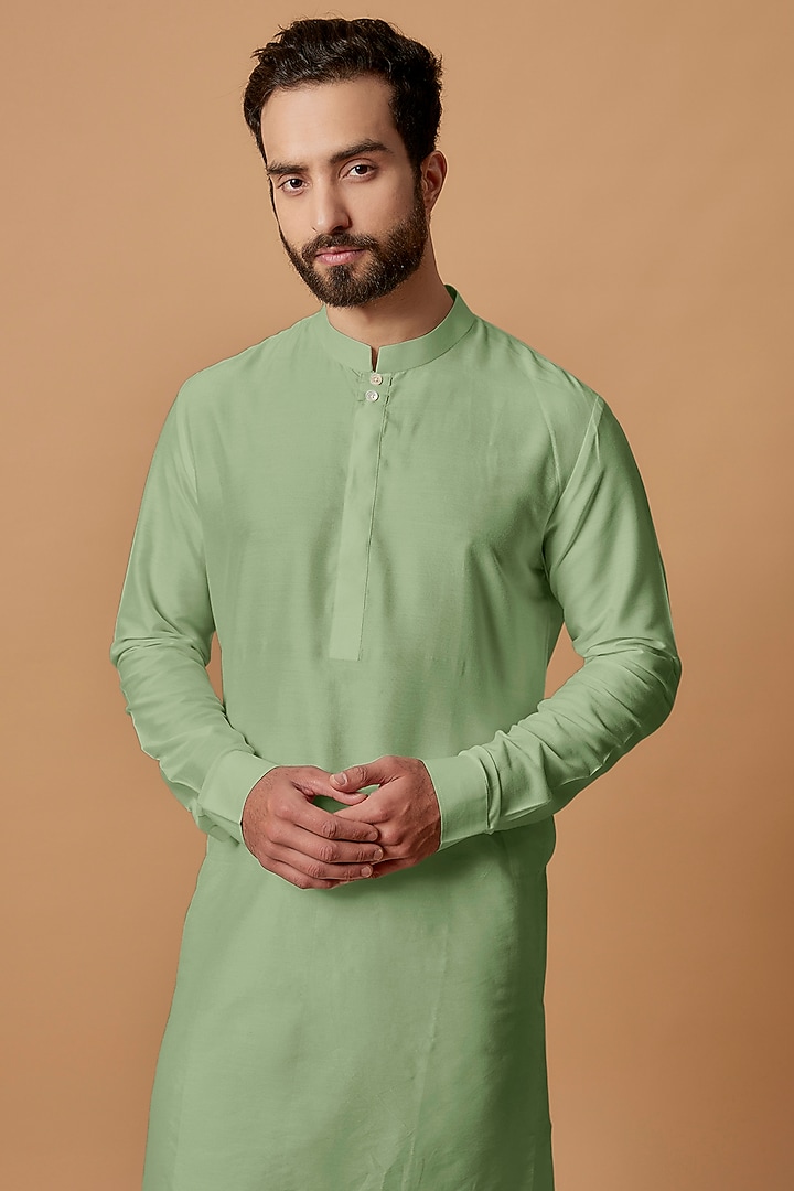 Pista Green Cotton Silk Kurta Set by Bubber Couture at Pernia's Pop Up Shop