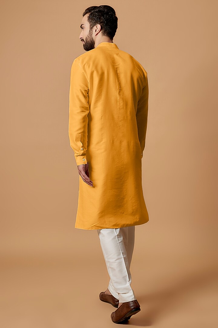 Orange Cotton Silk Kurta Set by Bubber Couture at Pernia's Pop Up Shop