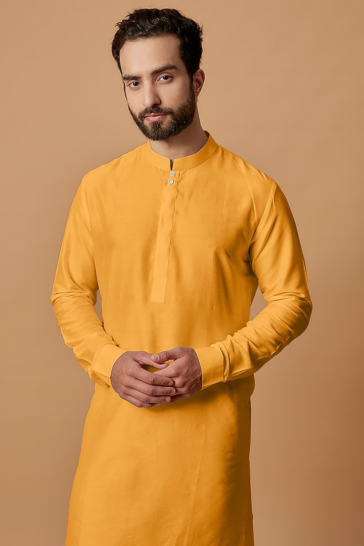 Orange Cotton Silk Kurta Set by Bubber Couture at Pernia's Pop Up Shop