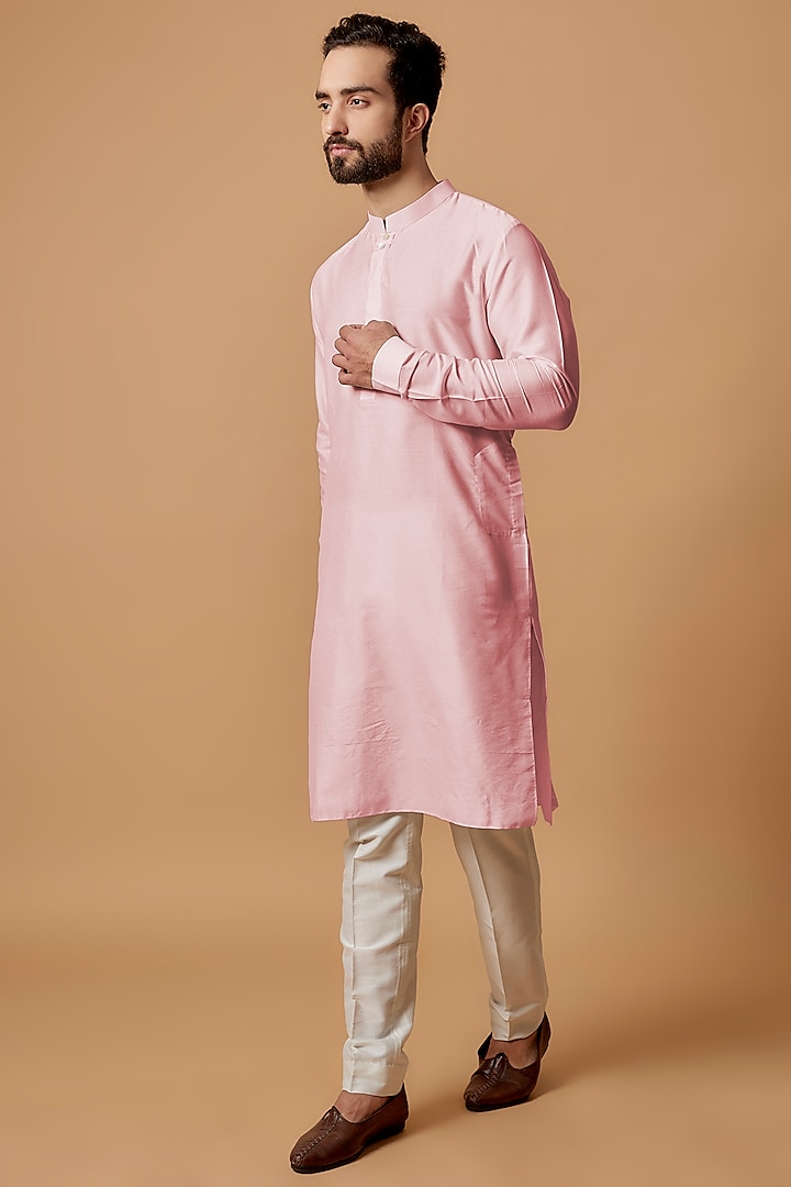 Baby Pink Cotton Silk Kurta Set by Bubber Couture