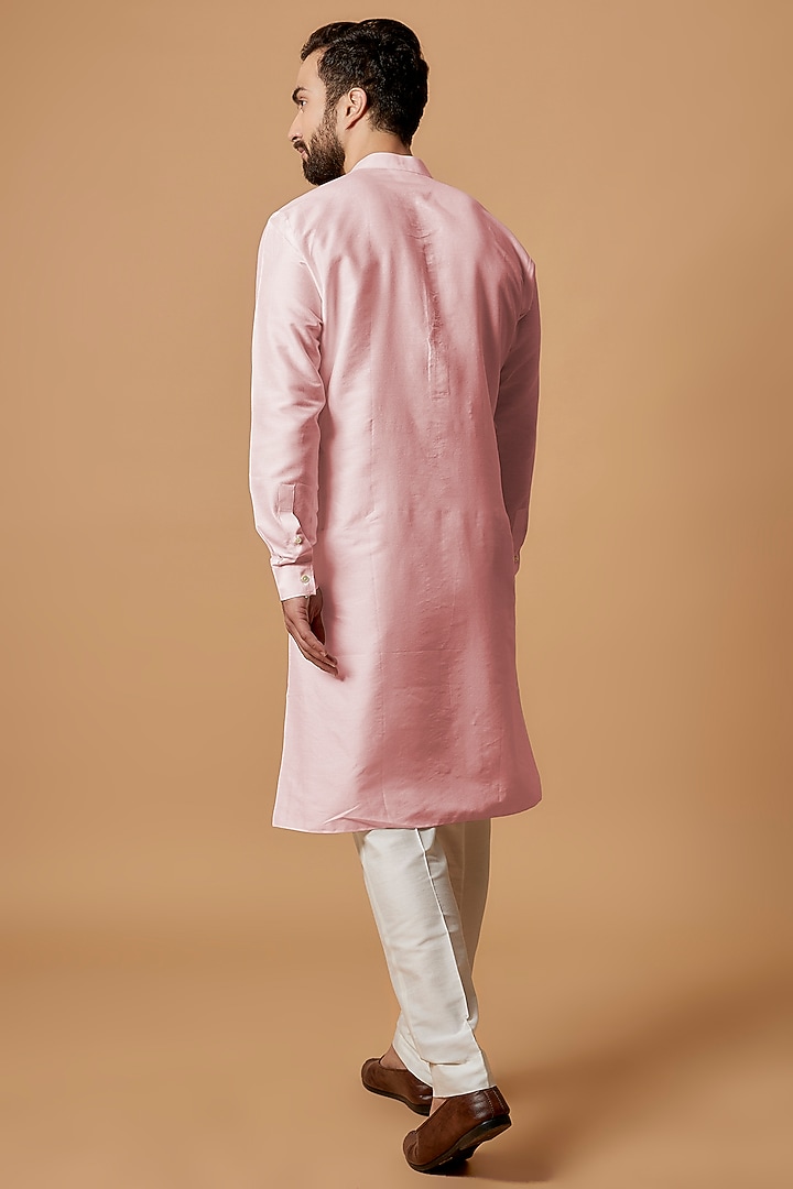 Baby Pink Cotton Silk Kurta Set by Bubber Couture at Pernia's Pop Up Shop