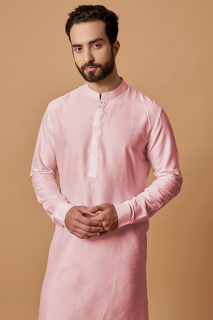 Baby Pink Cotton Silk Kurta Set by Bubber Couture at Pernia's Pop Up Shop