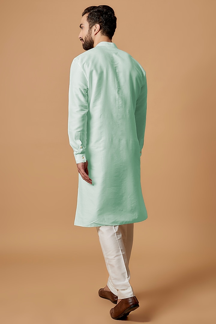 Mint Cotton Silk Kurta Set by Bubber Couture at Pernia's Pop Up Shop
