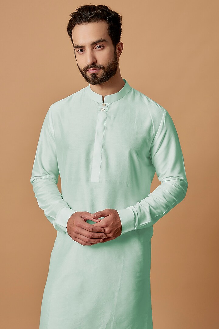 Mint Cotton Silk Kurta Set by Bubber Couture at Pernia's Pop Up Shop