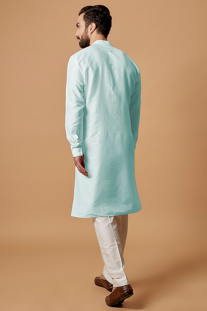 Sky Blue Cotton Silk Kurta Set by Bubber Couture at Pernia's Pop Up Shop