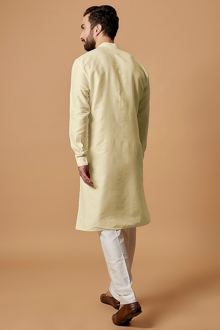 Beige Cotton Silk Kurta Set by Bubber Couture at Pernia's Pop Up Shop