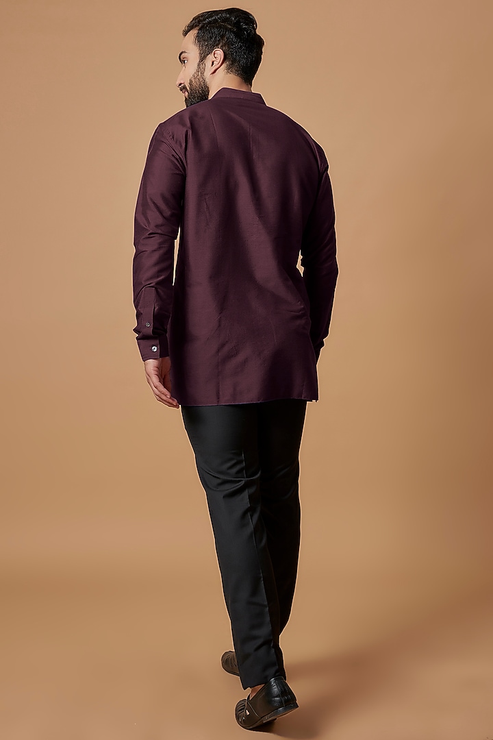 Wine Cotton Silk Shirt Kurta by Bubber Couture at Pernia's Pop Up Shop